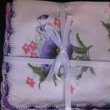 5 Lot Vintage Cotton Hankies Multi-color Floral F… - image 1