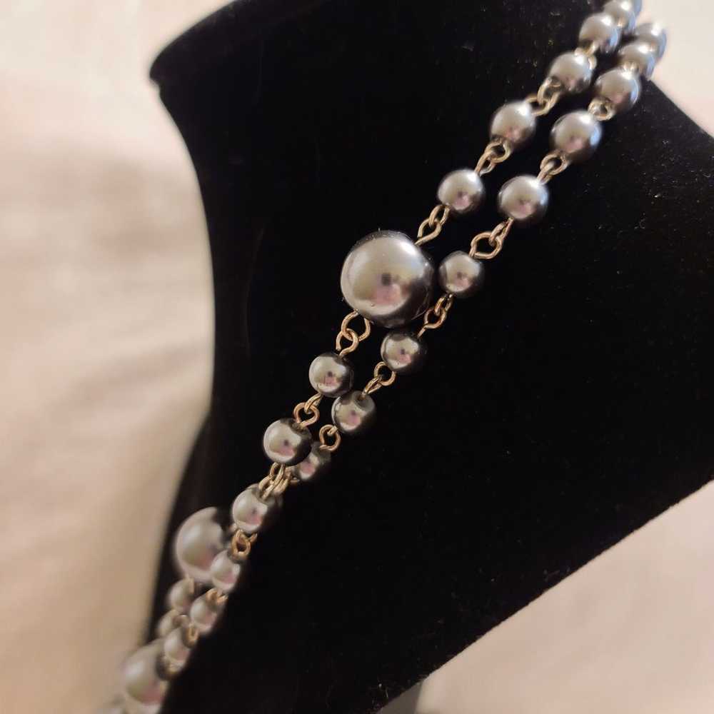 Vintage grey pearl with silver necklace - image 4