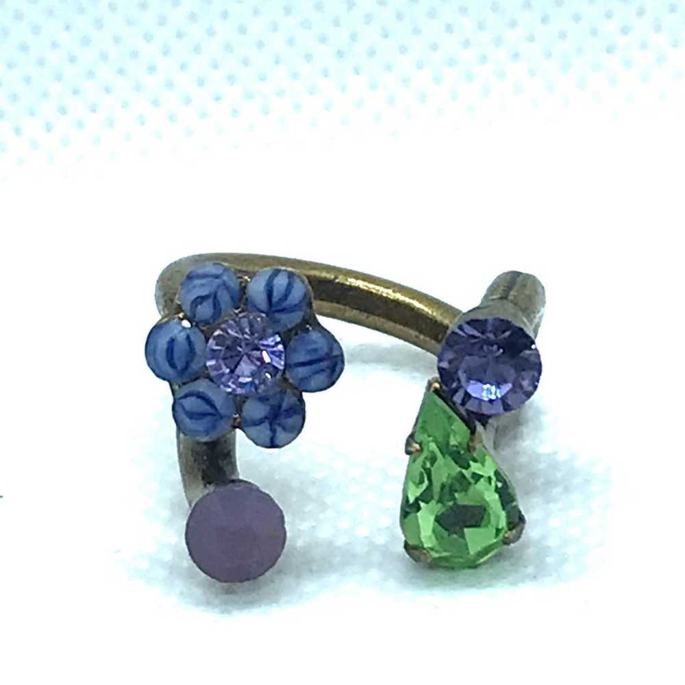 Crystal Purple Flower Ring - image 2