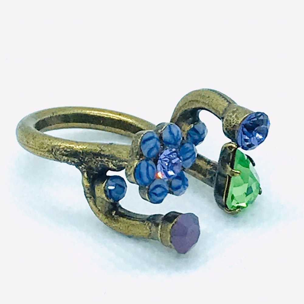 Crystal Purple Flower Ring - image 3