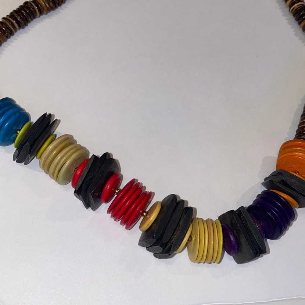 Vintage beaded wooden necklace - image 2