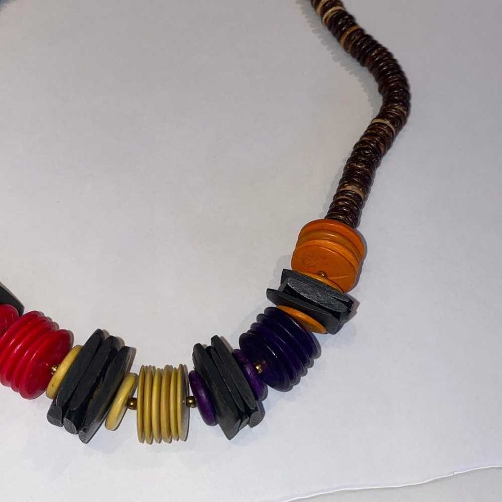 Vintage beaded wooden necklace - image 3