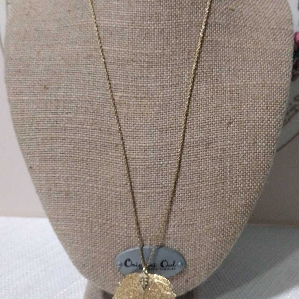 Metal Hollow Leaf Necklace gold color necklace ch… - image 1
