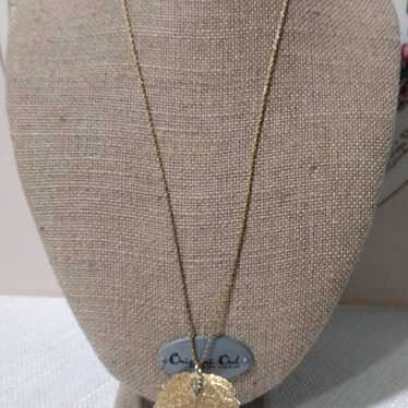 Metal Hollow Leaf Necklace gold color necklace ch… - image 1