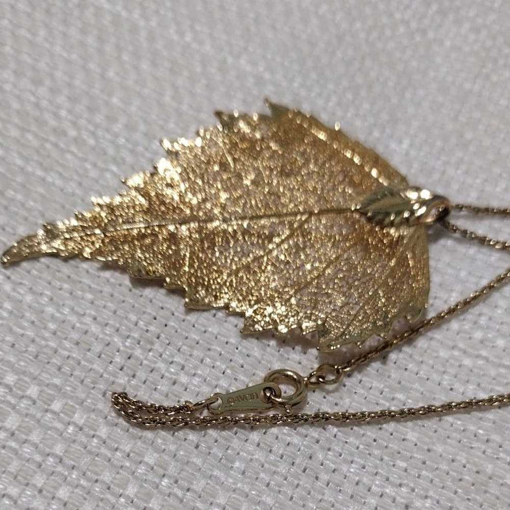 Metal Hollow Leaf Necklace gold color necklace ch… - image 5