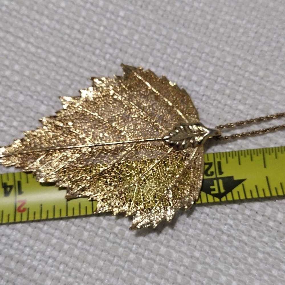 Metal Hollow Leaf Necklace gold color necklace ch… - image 7