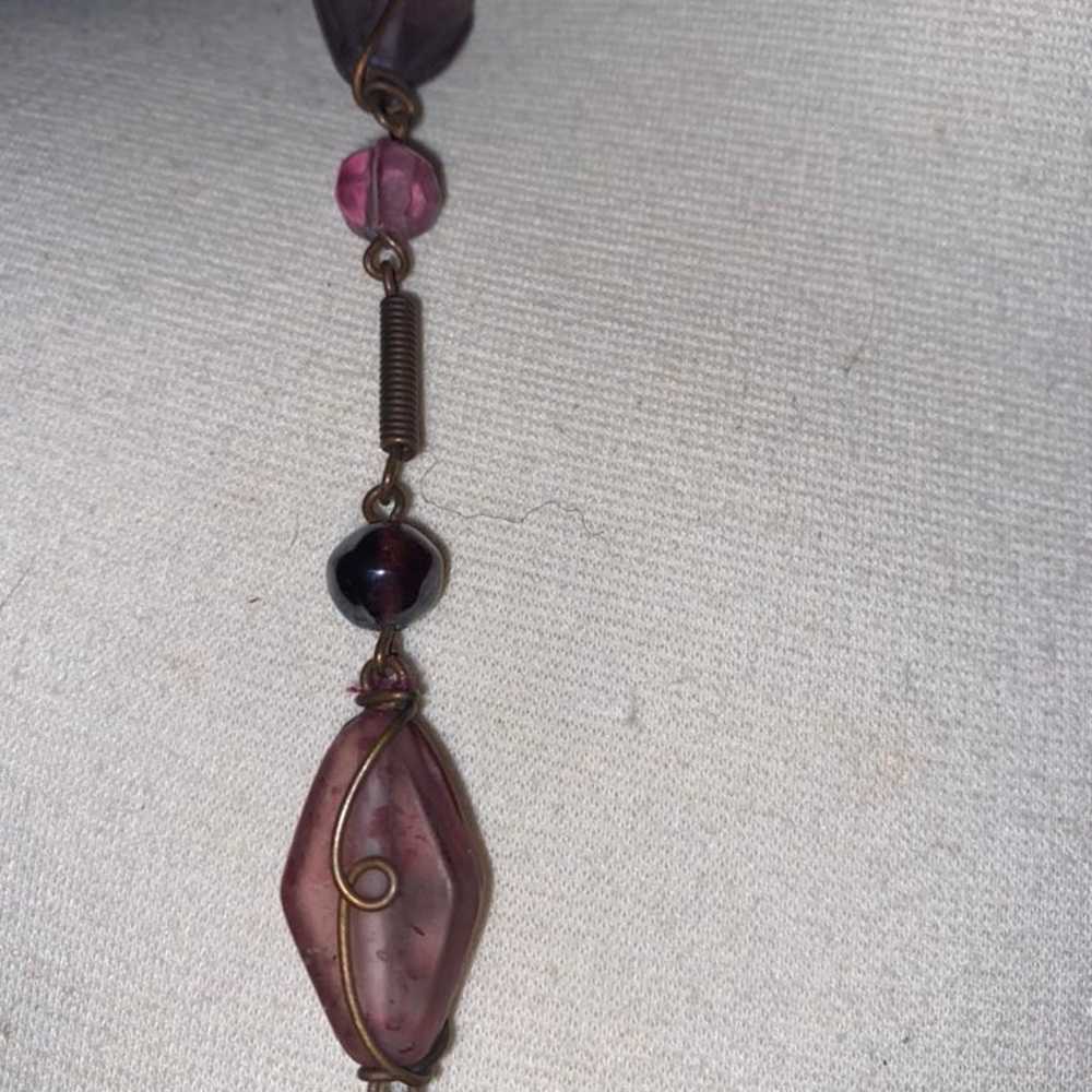 Purple hue stones on this long vintage necklace - image 3