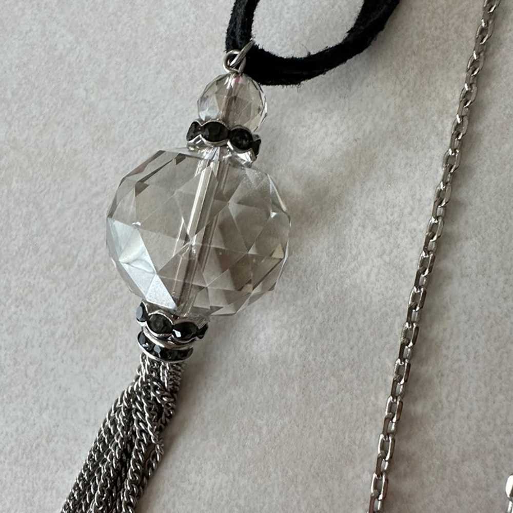 Versona signed vintage silver chain glass crystal… - image 3