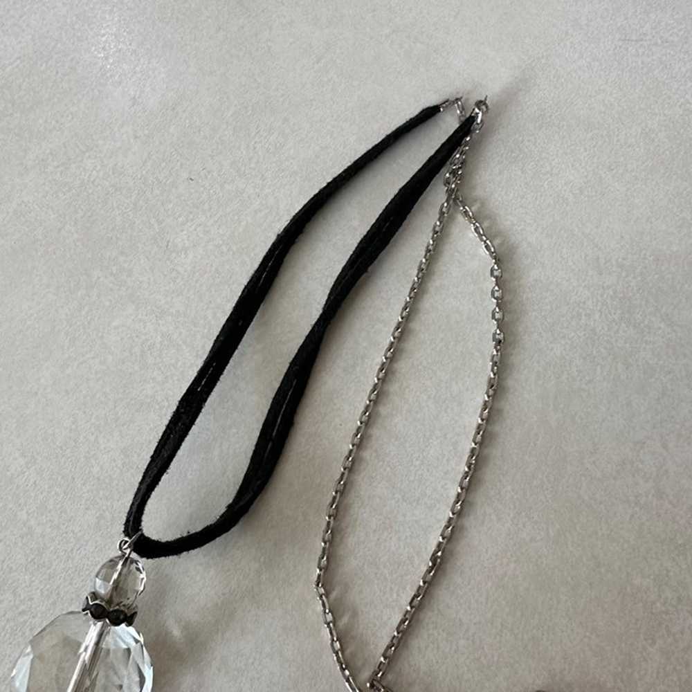 Versona signed vintage silver chain glass crystal… - image 4