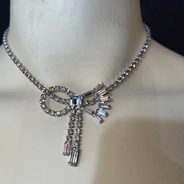Vintage 14.5” Crystal Bow Choker. Necklace - image 1