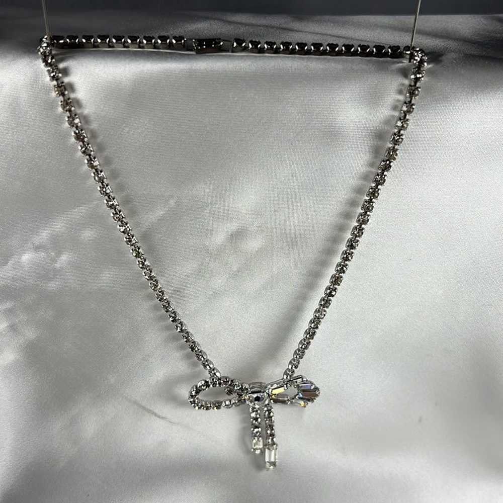 Vintage 14.5” Crystal Bow Choker. Necklace - image 2