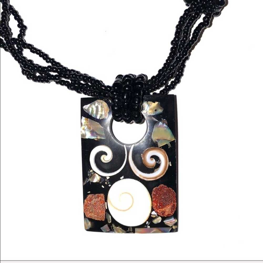 Vintage Beaded Boho Pendant Necklace - image 2