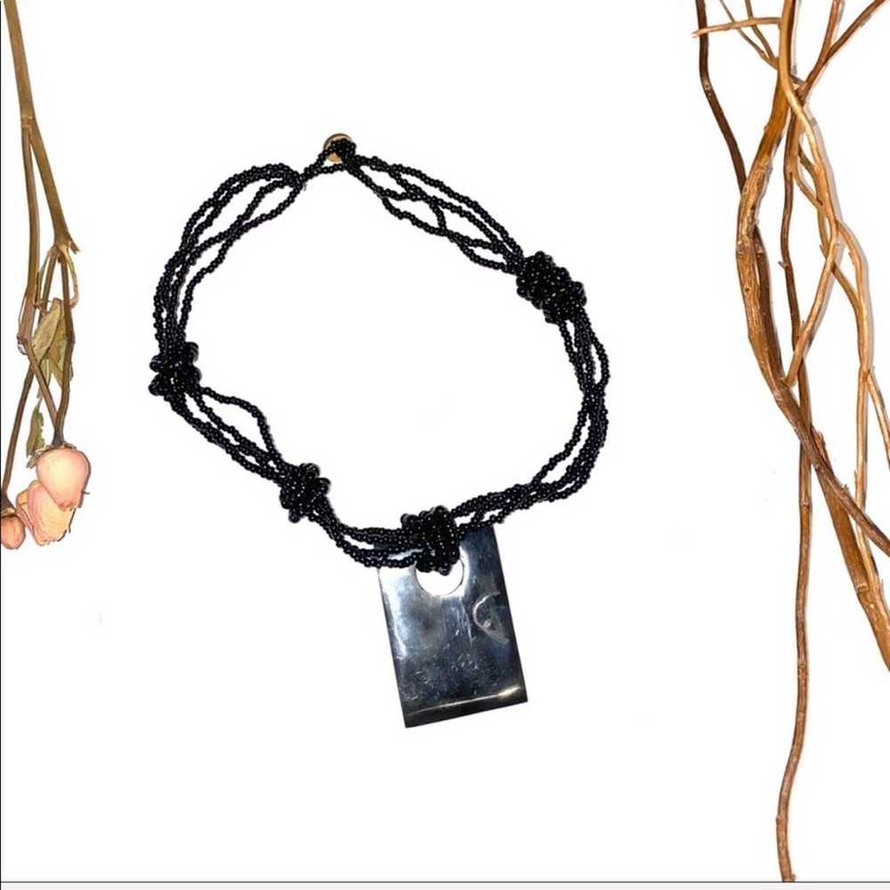Vintage Beaded Boho Pendant Necklace - image 4