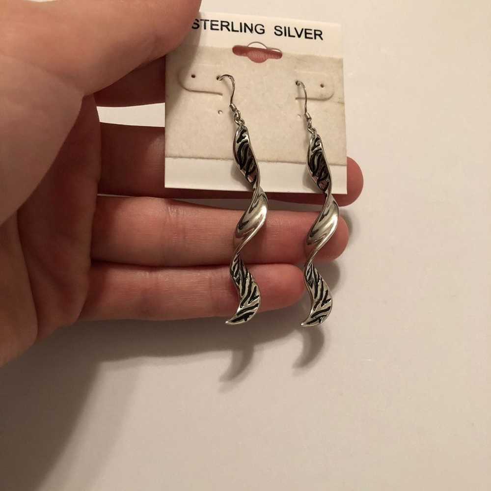 Vintage Silver Dangle Earrings - image 3