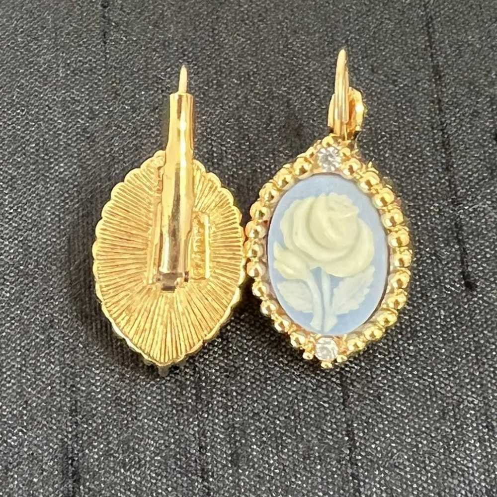 Vintage White Rose Blue Resin with Cubic Zirconia… - image 3