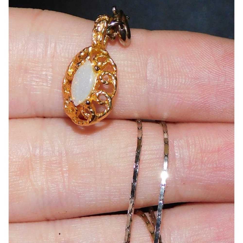 Gold Faux Opal Necklace - image 1
