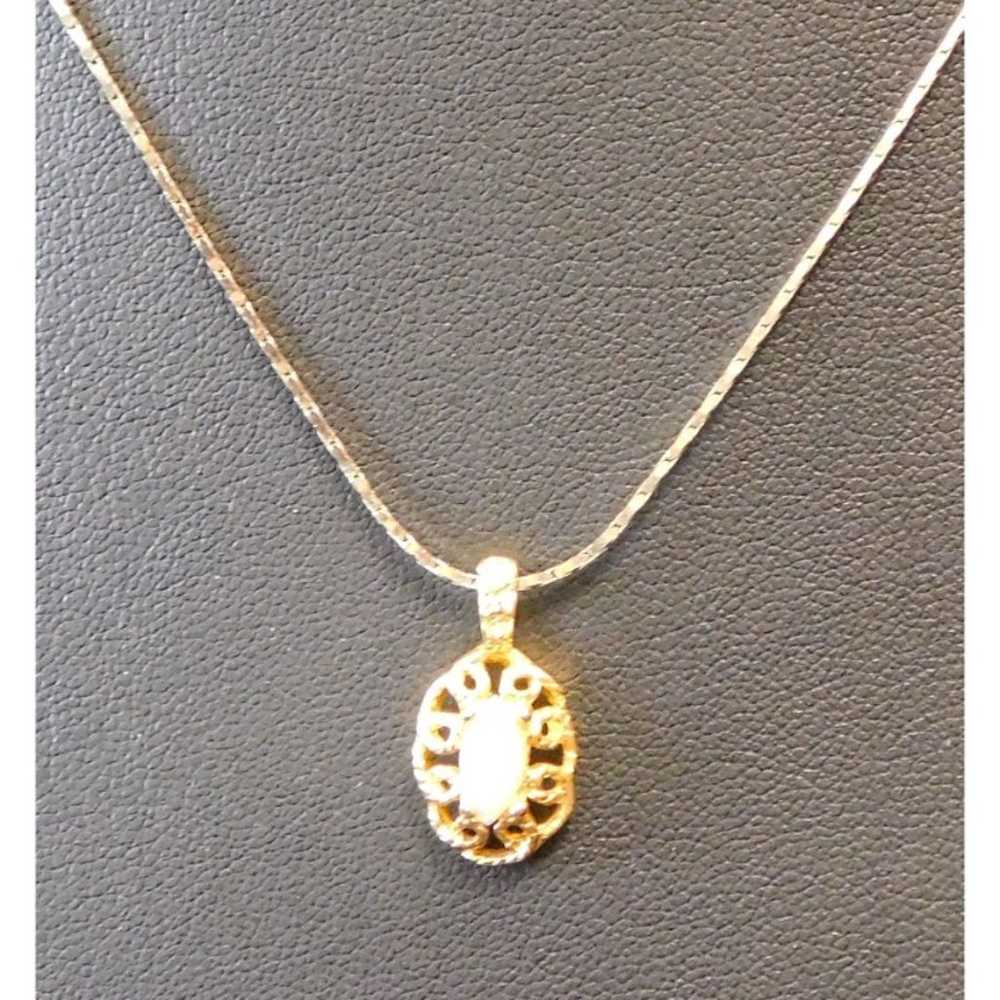 Gold Faux Opal Necklace - image 2