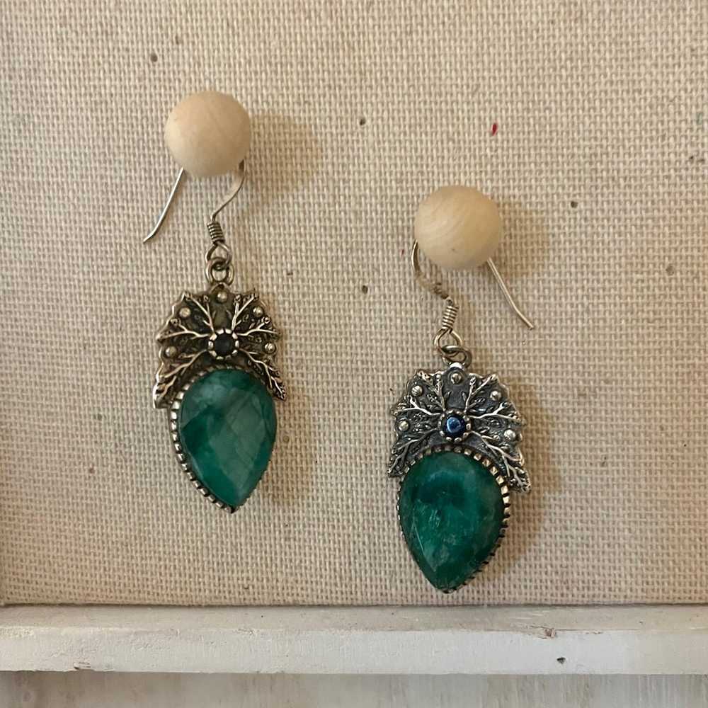 Emerald Vintage Earrings - image 1