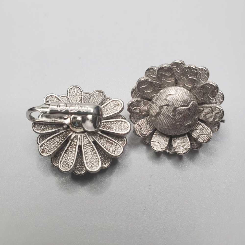 Silver flower clip ons by coro - image 2