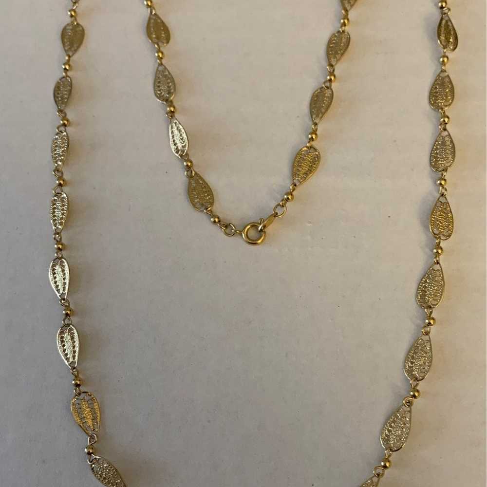 Vintage Trifari goldtone filigree necklace.  New … - image 1