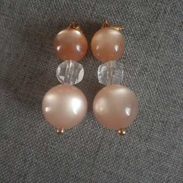 Vintage moon glow lucite peach tone Dangle/drop b… - image 1