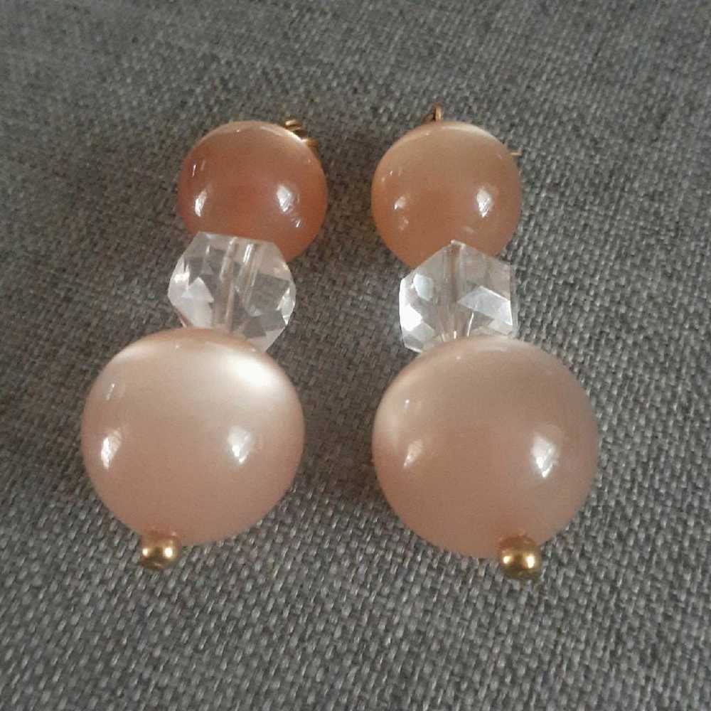 Vintage moon glow lucite peach tone Dangle/drop b… - image 2