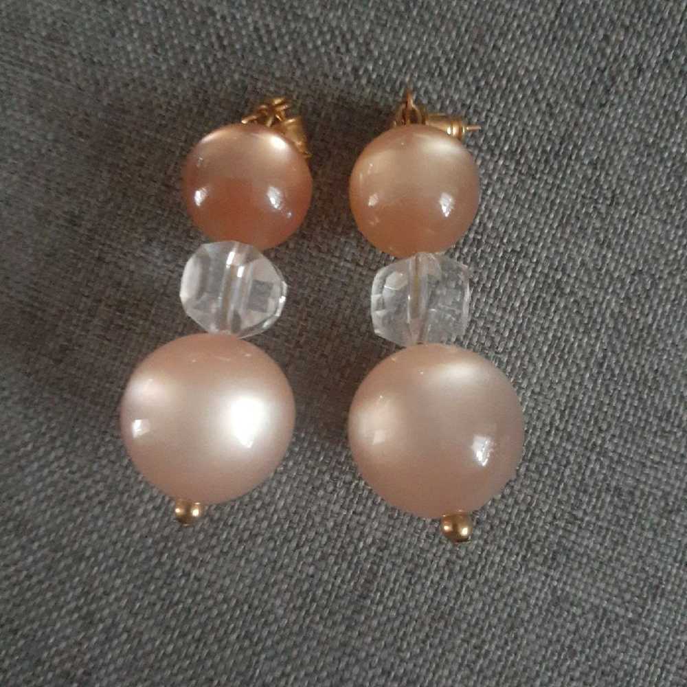 Vintage moon glow lucite peach tone Dangle/drop b… - image 3