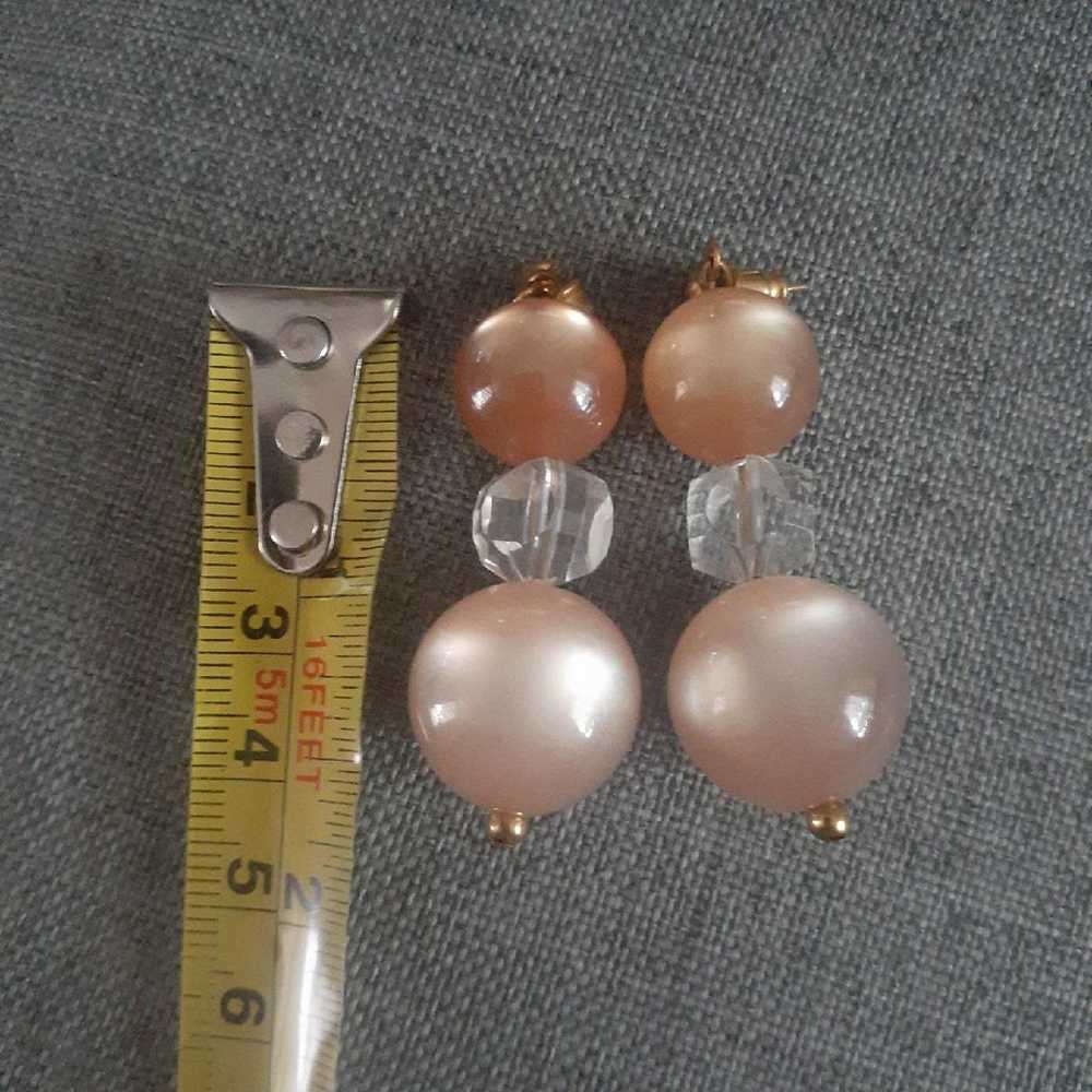 Vintage moon glow lucite peach tone Dangle/drop b… - image 4