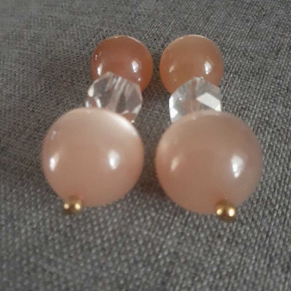 Vintage moon glow lucite peach tone Dangle/drop b… - image 5