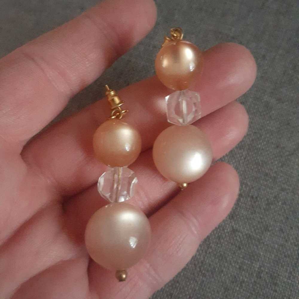 Vintage moon glow lucite peach tone Dangle/drop b… - image 6