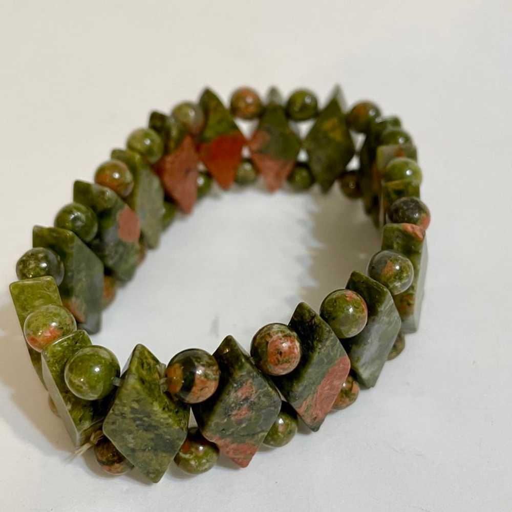 Vintage 1990s Green and Red Onyx Womens Bracelet … - image 1