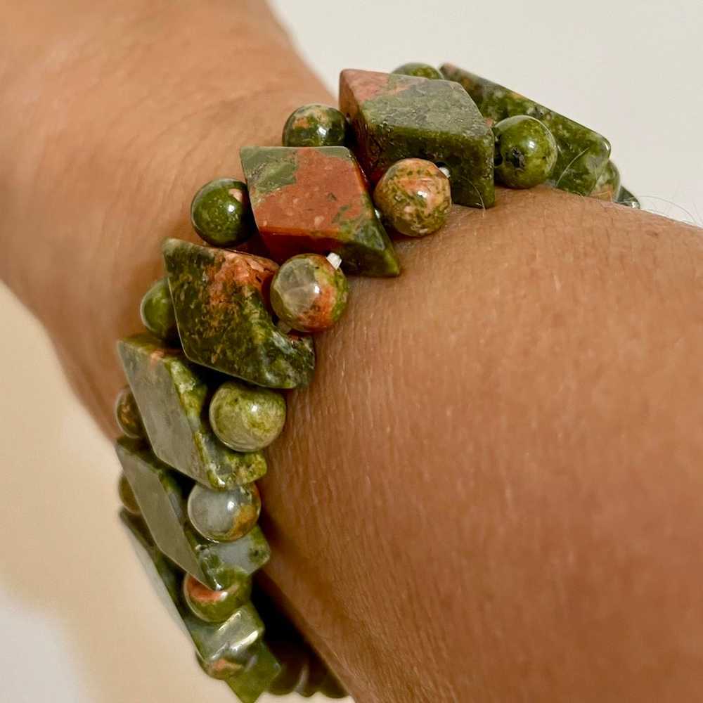 Vintage 1990s Green and Red Onyx Womens Bracelet … - image 6