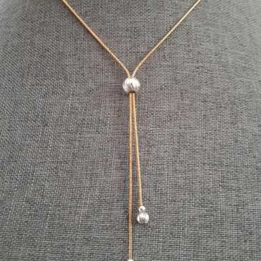 Avon gold and silvertone Lariat bolo style neckla… - image 1