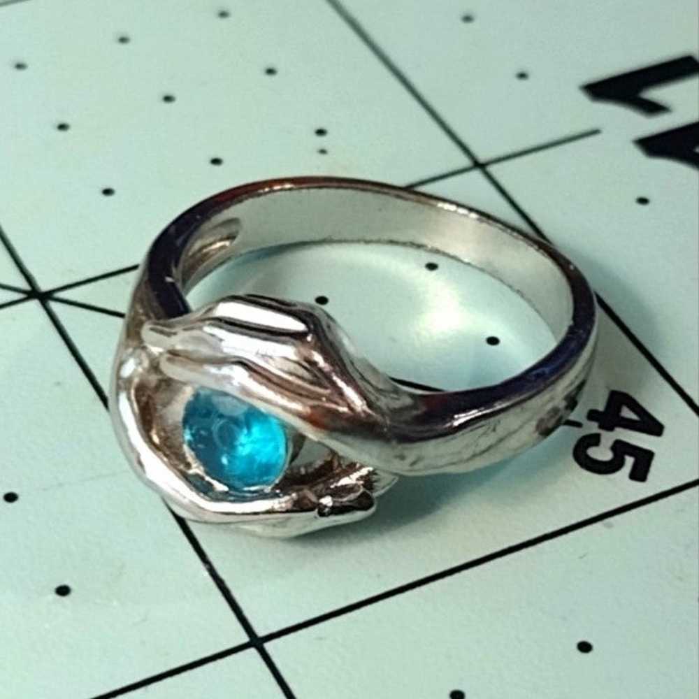 Size 9 - Sterling Silver Plated Aquamarine Hands … - image 5