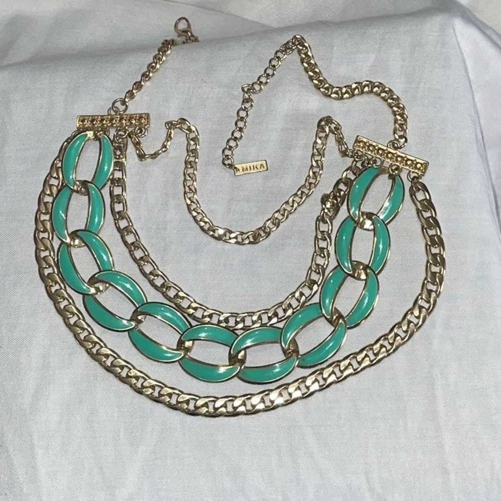 MIKA vintage necklace Gold tone statement jewelry - image 4