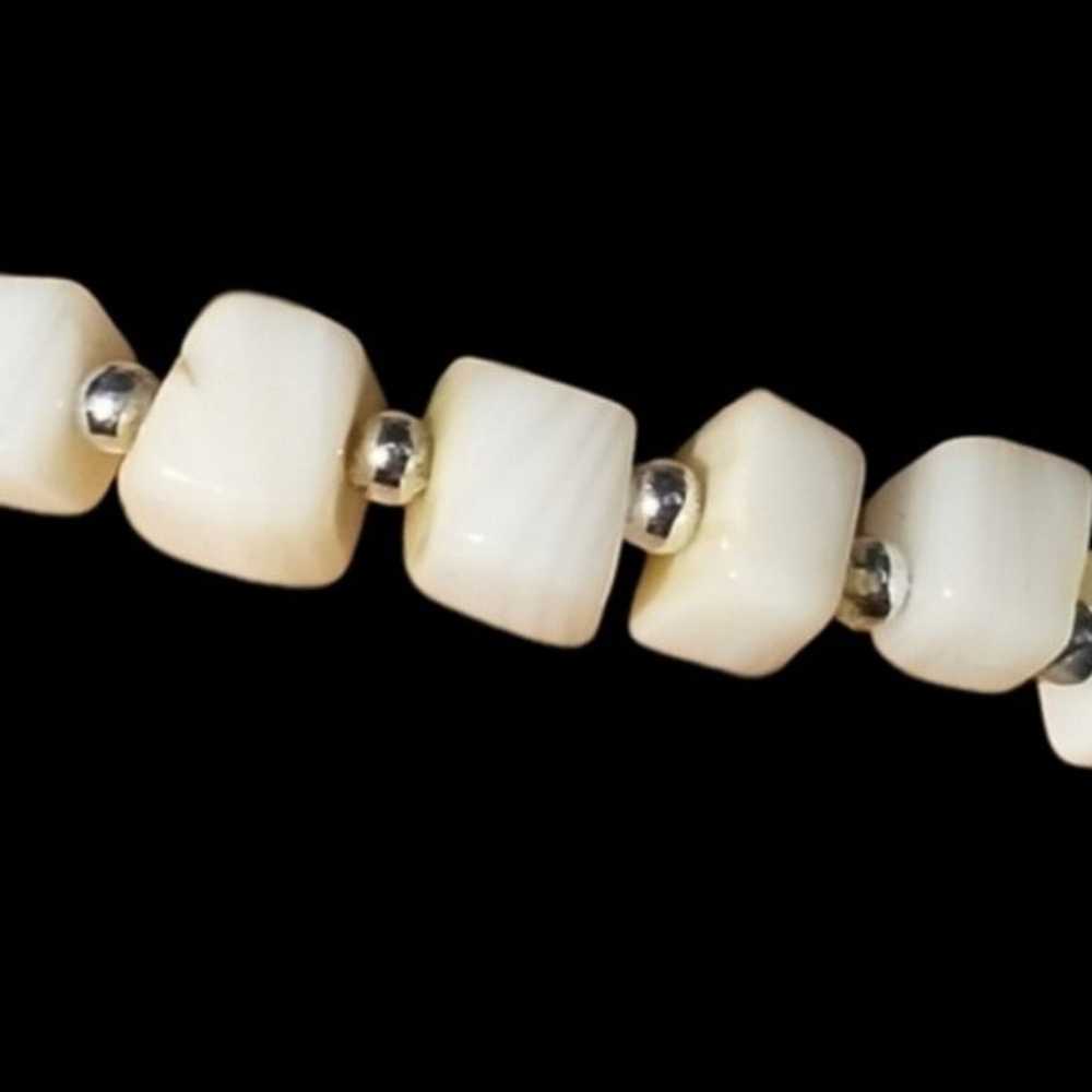 AUTHENTIC MOTHER OF PEARL CHUNK STRETCH BRACELET - image 2