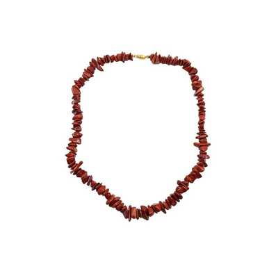 Vintage '60s Red Jasper Chip Necklace Choker Gold… - image 1