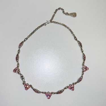 Silver-tone / Pink Crystal Necklace by Yochi - image 1
