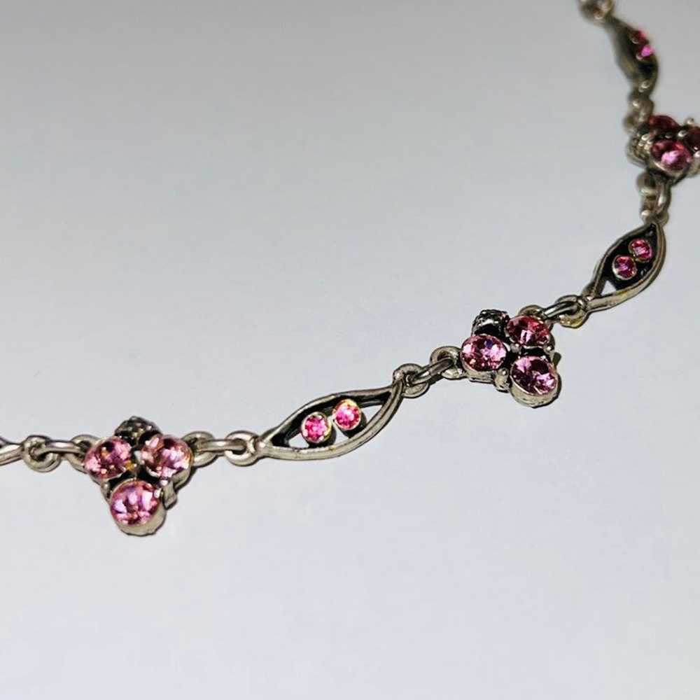 Silver-tone / Pink Crystal Necklace by Yochi - image 3