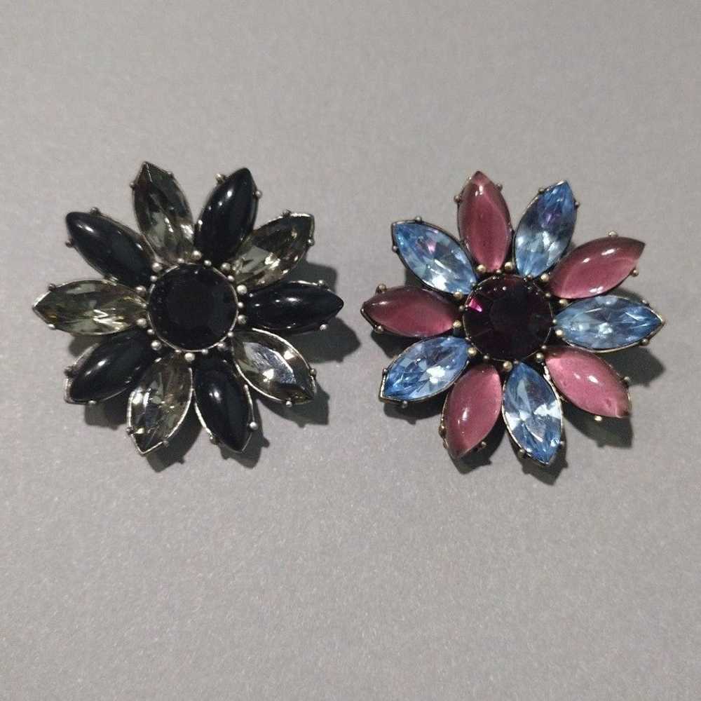 Figural Floral Crystal and Cabochon BROOCHES, Cos… - image 1