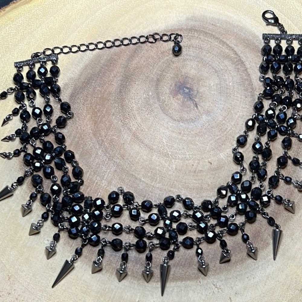 Renewed/up-cycled vintage Choker/faceted Black cr… - image 1