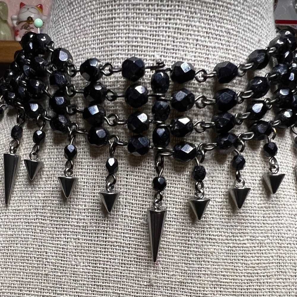 Renewed/up-cycled vintage Choker/faceted Black cr… - image 2