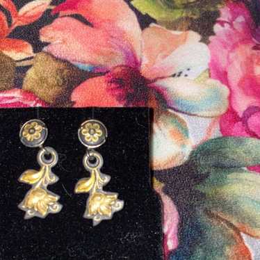 Art Nouveau floral vintage pierced earrings