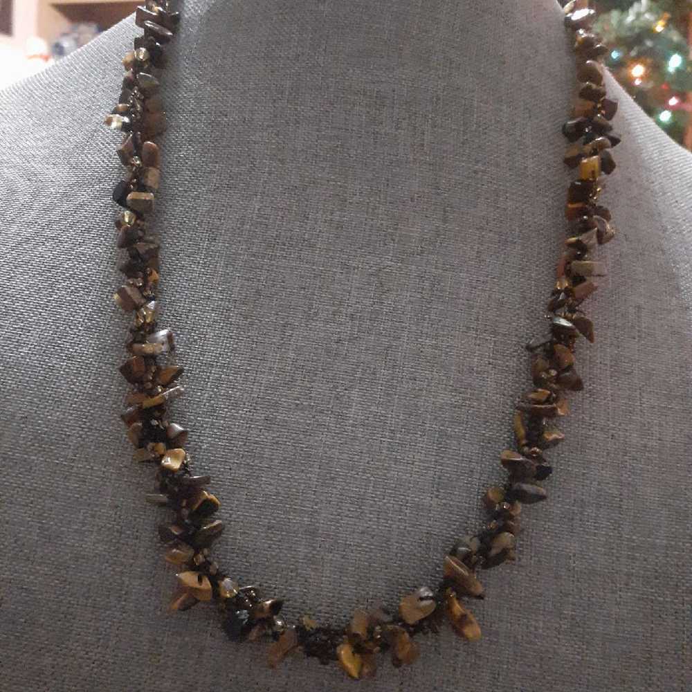 Tiger's eye multi Chipped gemstone necklace - image 2