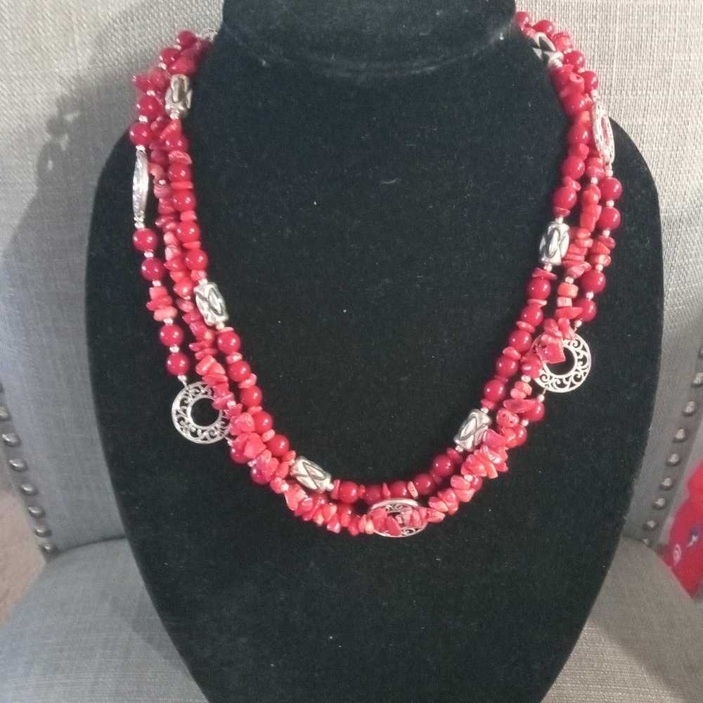 Vintage Red Coral Jewelry Set - image 1