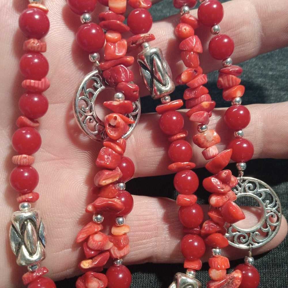 Vintage Red Coral Jewelry Set - image 7