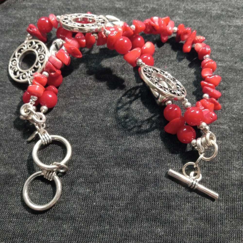 Vintage Red Coral Jewelry Set - image 8