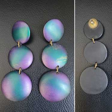 Rare find 80s metallic drop earrings - image 1