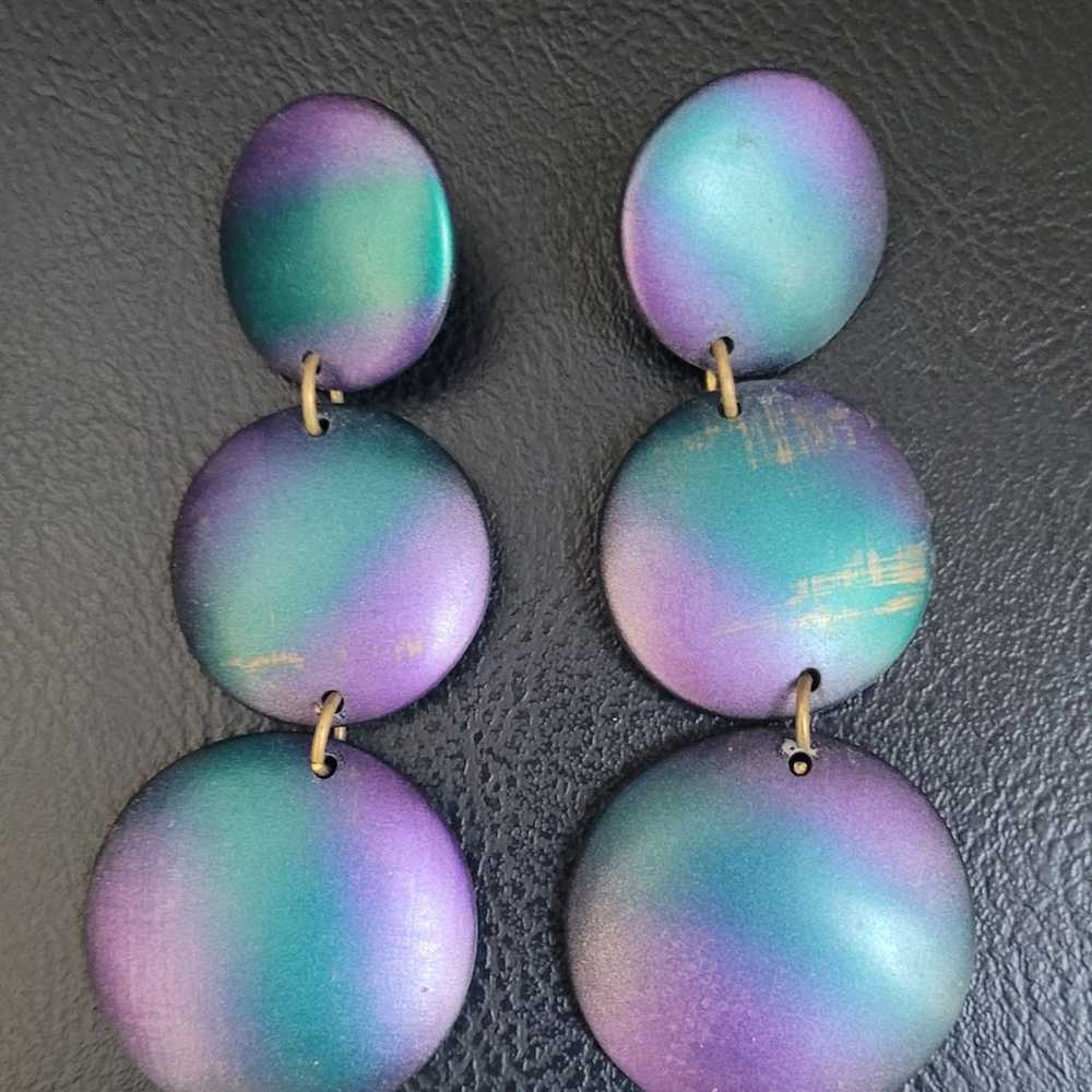 Rare find 80s metallic drop earrings - image 2
