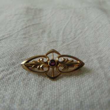 antique Edwardian gold filled garnet brooch - image 1